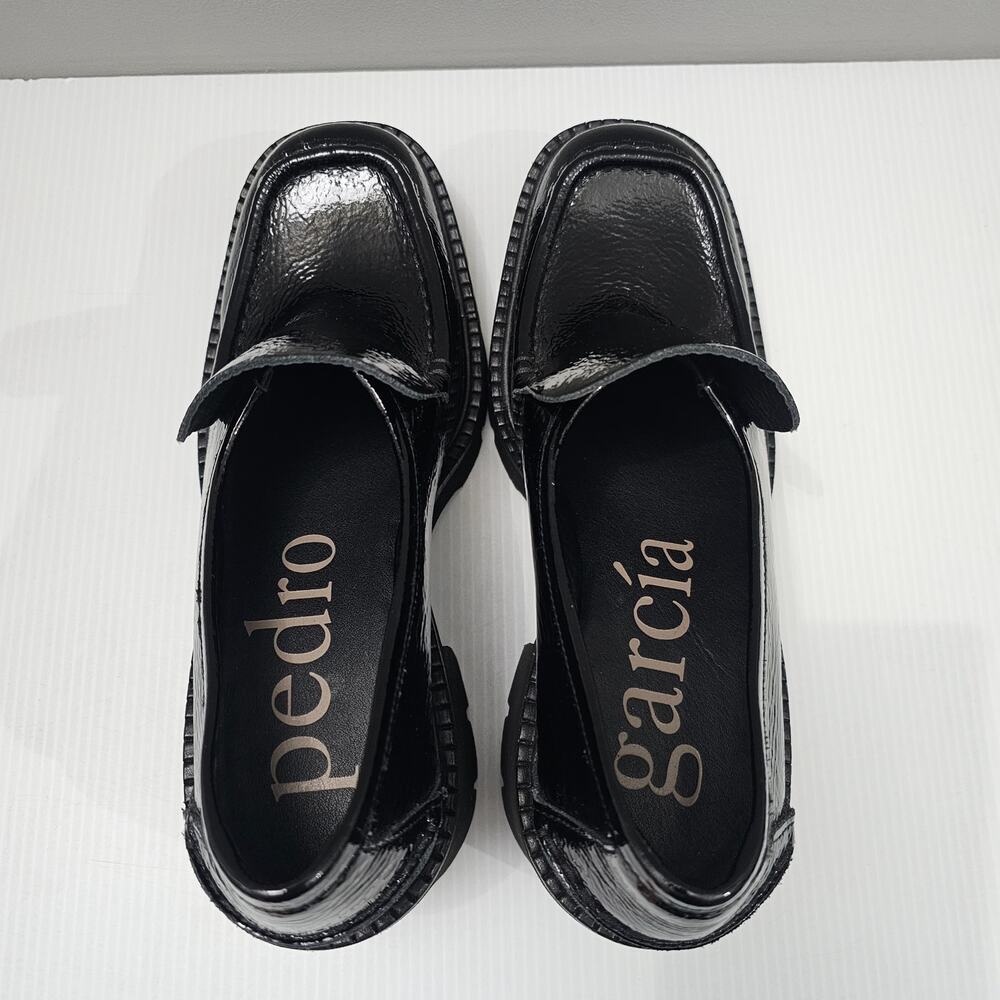 NEW Pedro Garcia Zavanna Loafer Platform Heel Slip On Black Patent Leather EU 40 - Picture 9 of 14